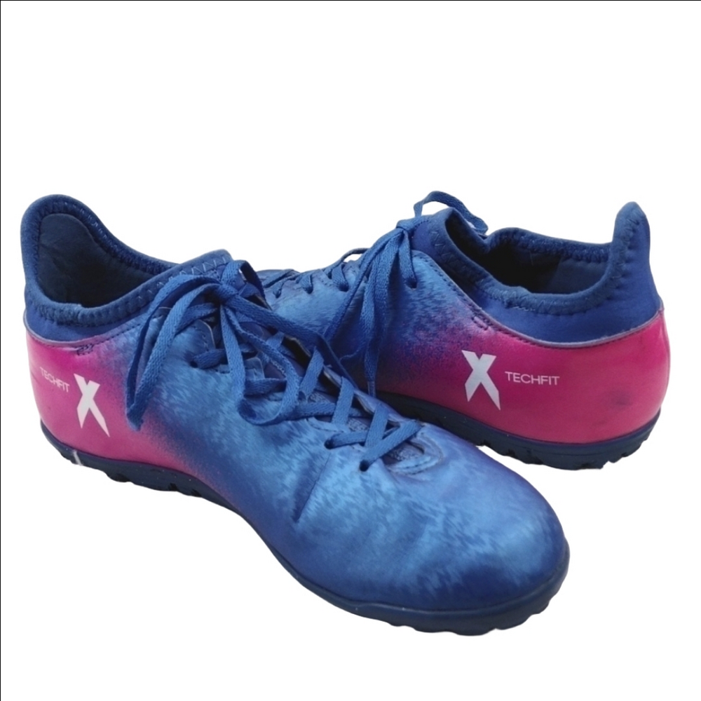 Adidas X TechFit Royal Blue Round Toe Lace Up Low Top Astro Turf Football Shoe